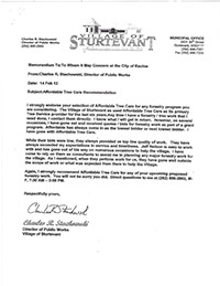 Letter of Reference Village of Sturtevant
